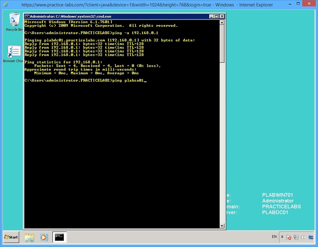 Practice Labs screenshot.